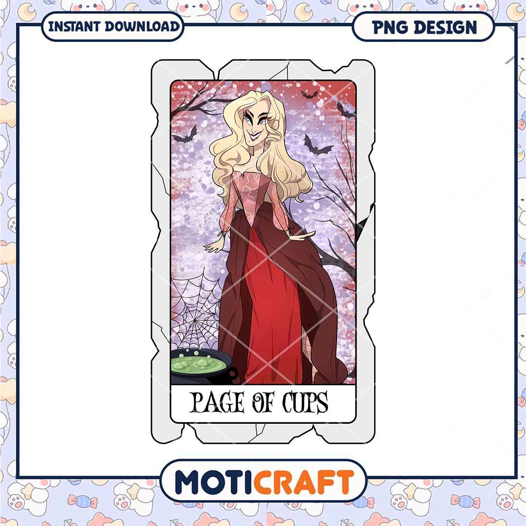 Hocus Pocus page of cups png, Hocus Pocus witch card png