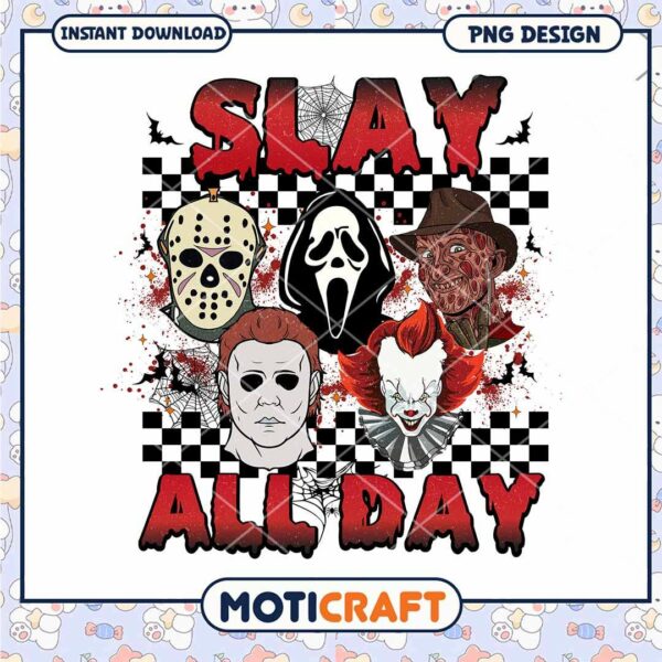 Halloween slay all day killers png, Horror killers png
