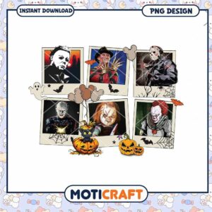 Halloween killers fall vibes png, Horror killers pumpkin png