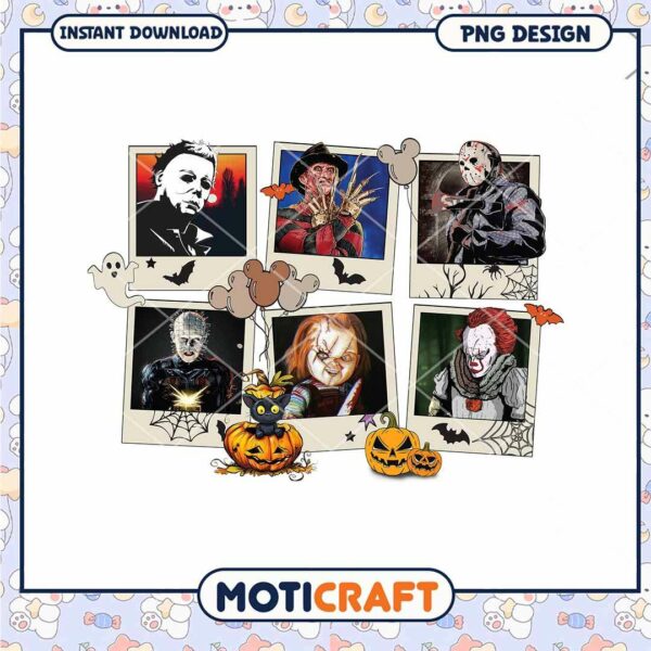 Halloween killers fall vibes png, Horror killers pumpkin png