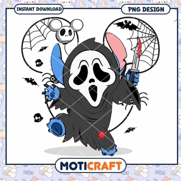 Ghostface Stitch halloween png, Horror png, Stitch png