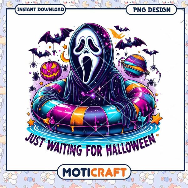 Ghostface swim waiting for halloween, Horror killer png.png