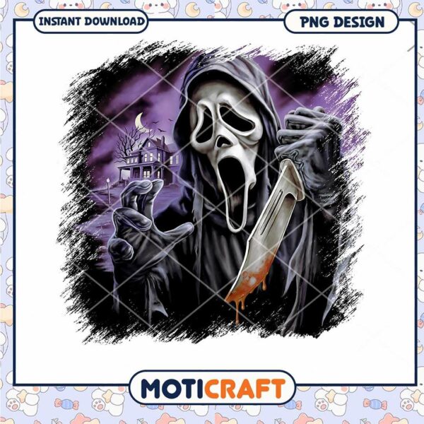 Ghostface killer killing with knife, Horror movies characters png