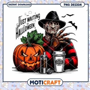 Freddy waiting for halloween, Horror killers Starbucks png