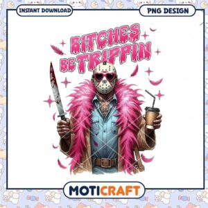 Bitches be trippin png, Jason horror killers pink art png