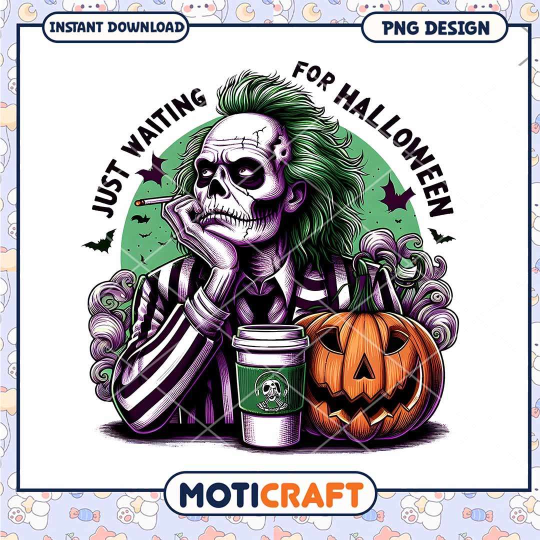 Beetlejuice waiting for halloween, Horror killers Starbucks png