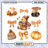 Winnie the Pooh fall pattern, Disney fall season art png