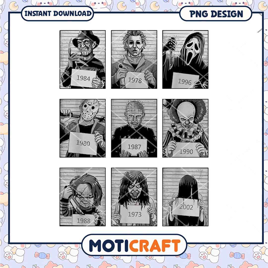 Wanted horror killers characters png, Halloween scary killer png