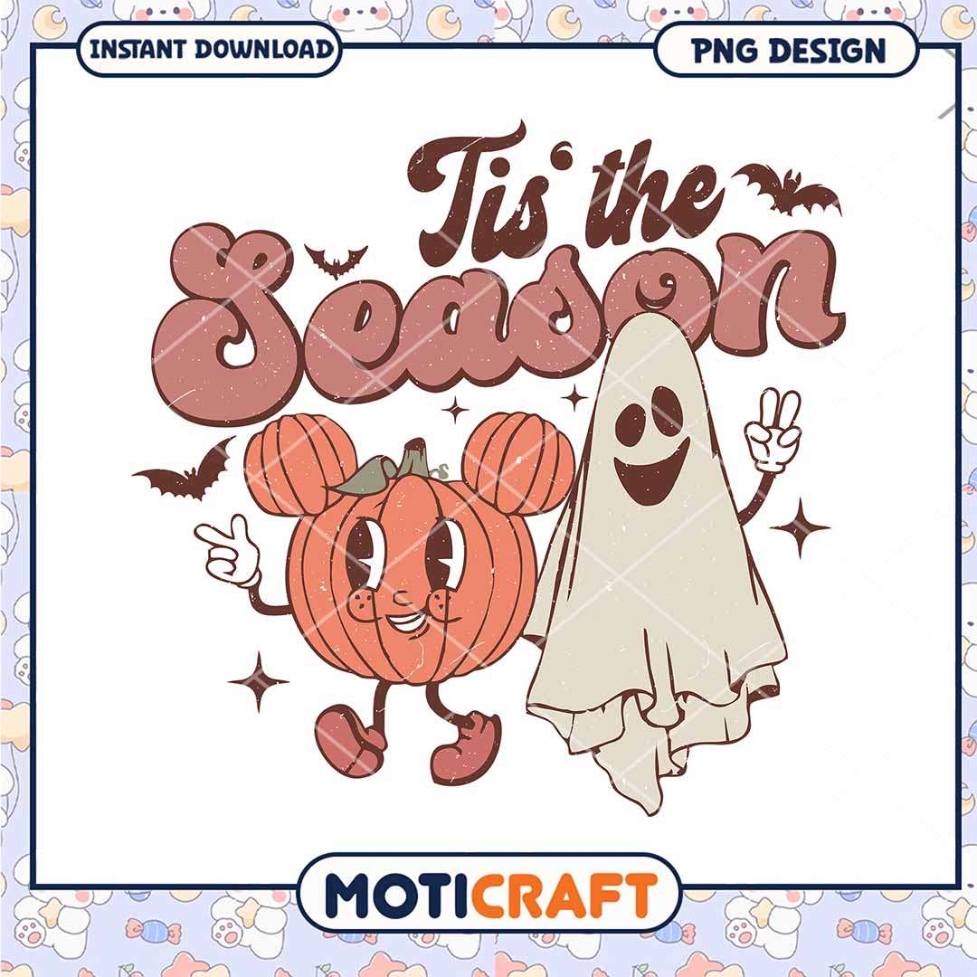 Tis the season png, Fall pumkin and ghost art png