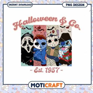 Stitch halloween and co png, Stitch horror killers png
