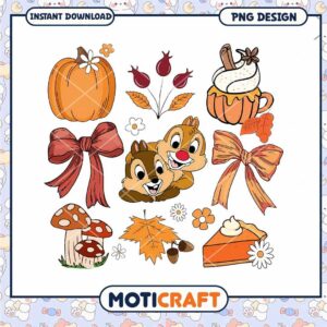 Squirrel couple Disney fall png, Disney cartoon fall season png