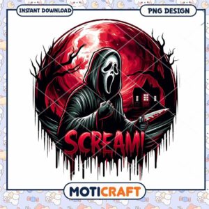 Scream face red moon png, Horror killers red moon png
