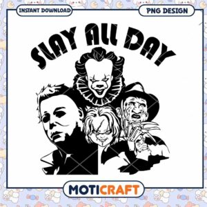 Slay all day png, Slay horror killers gang png