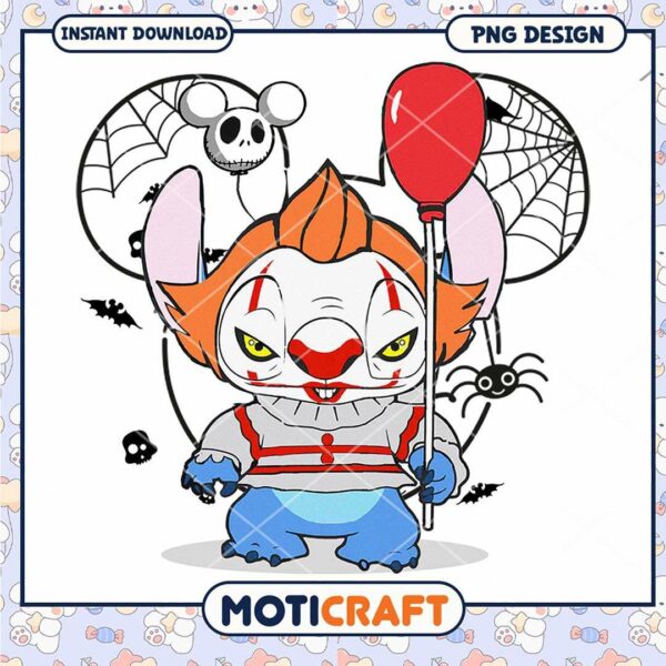 Pennywise clown Stitch halloween png, Horror png, Stitch png