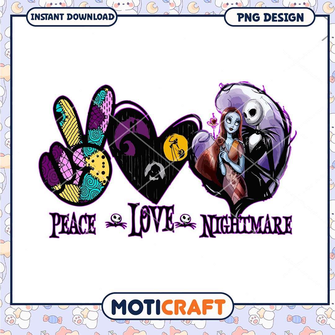 Peace love nightmare, Nightmare before Christmas png, Horror png