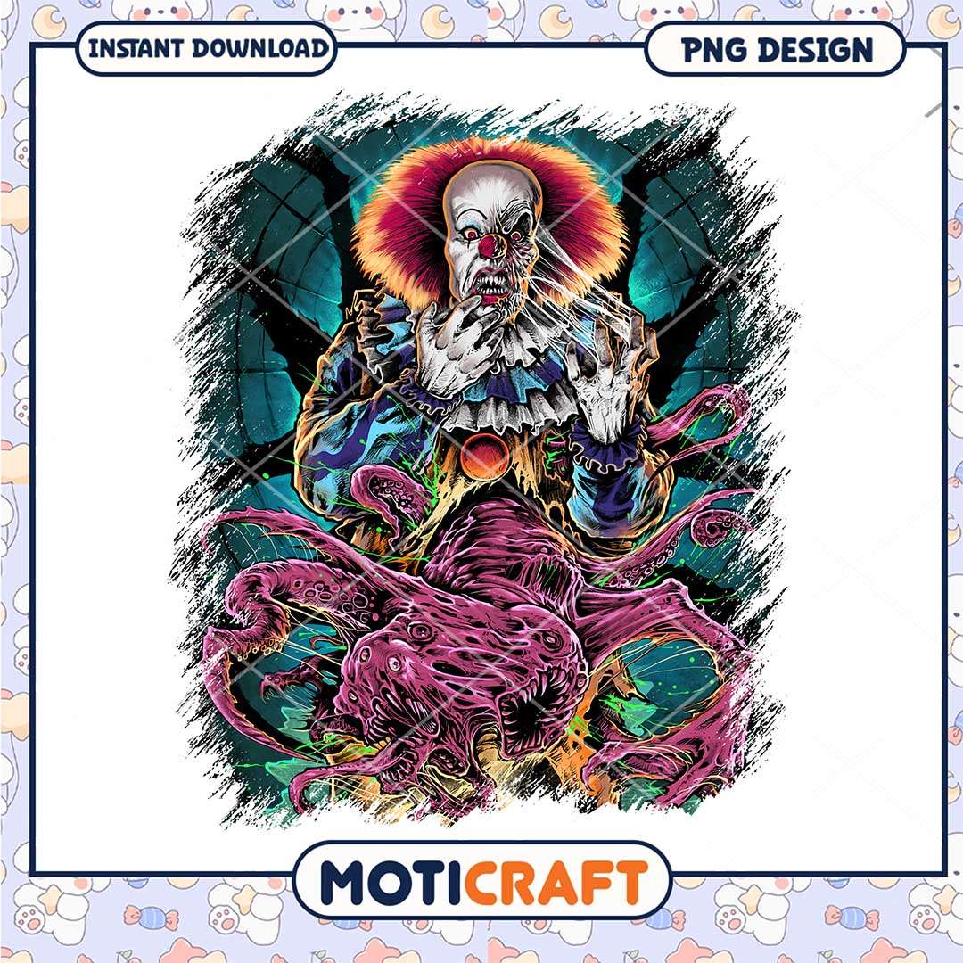 Pennywise horror characters png, Halloween clown characters png