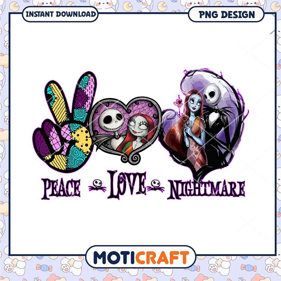 Peace love nightmare png, Nightmare before Christmas png, Horror png