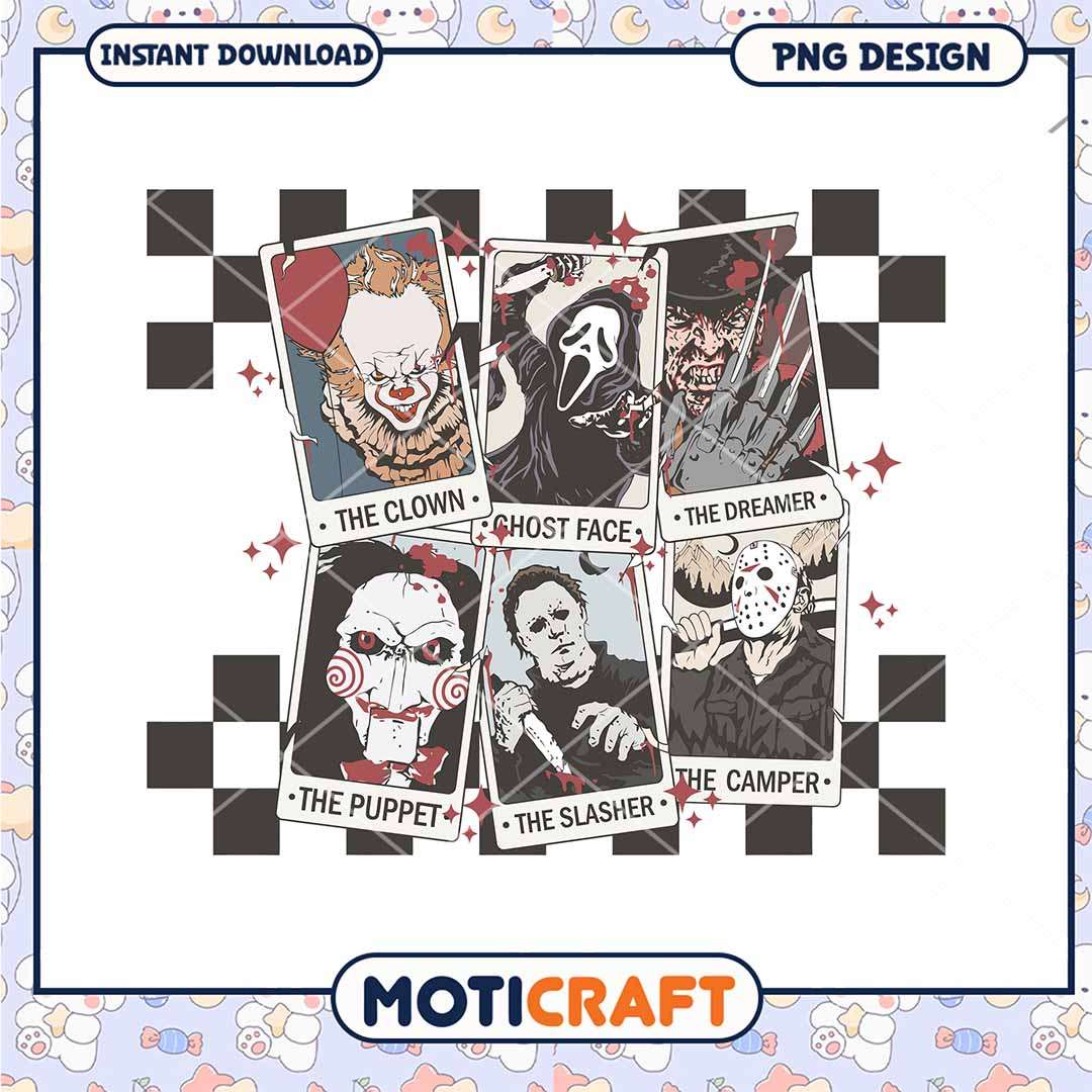 Old vintage horror killers png, Halloween killers retro png