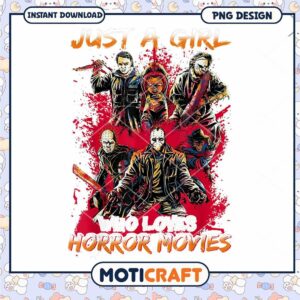 Just a girl who love horror movies png, Horror killers png