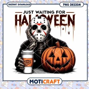 Jason waiting for halloween, Horror killers Starbucks png