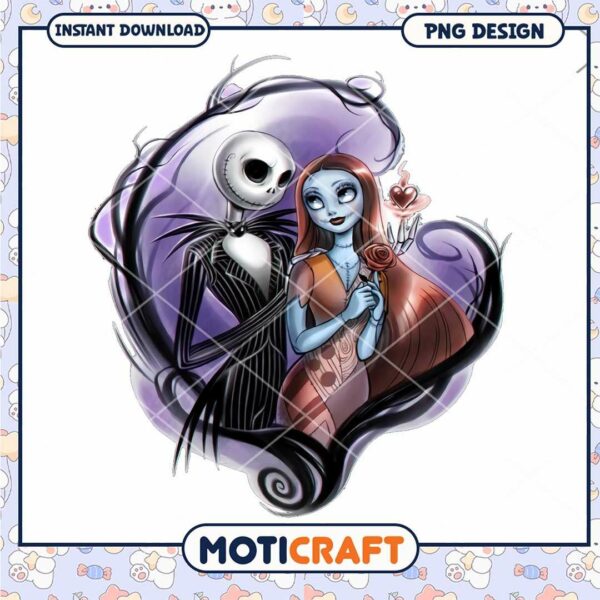 Jack and Sally couple png, Nightmare before Christmas couple png