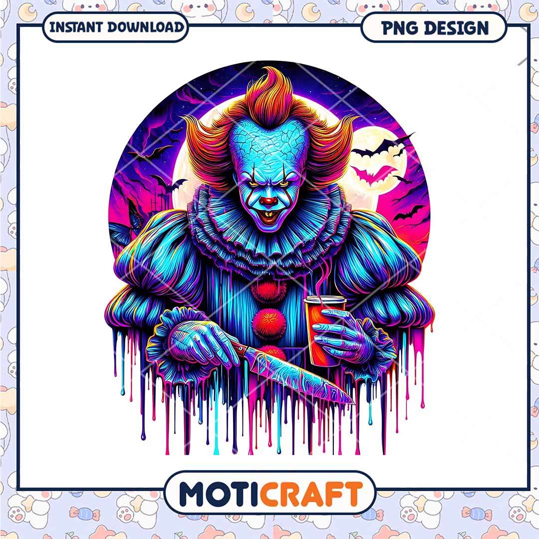 IT clown colorful background poster, Horror killers drinking coffee png IT clown colorful background poster, Horror killers drinking coffee png