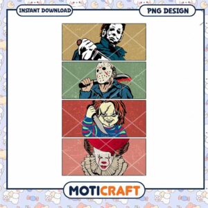 Horror retro killers png, Halloween retro killers png