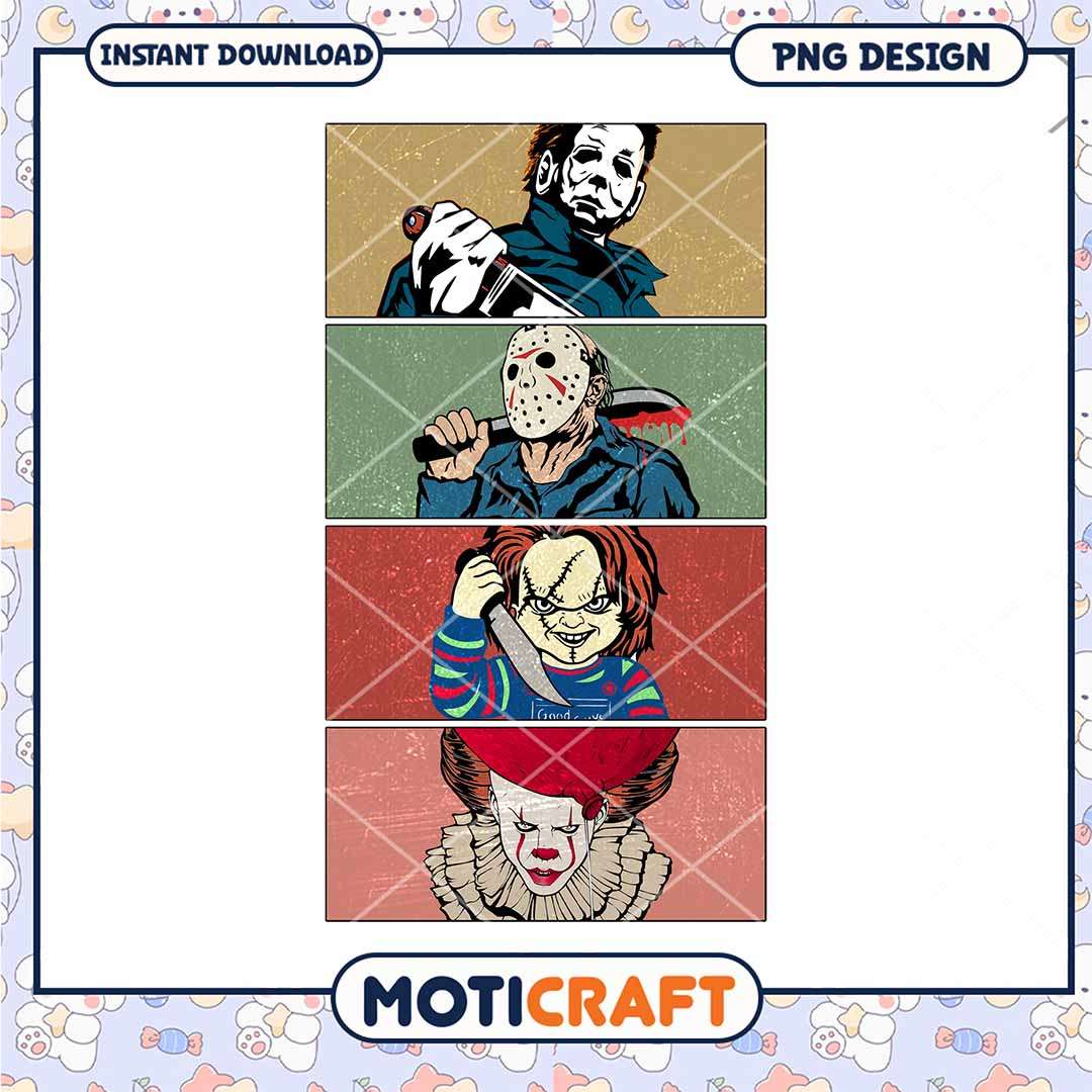 Horror retro killers png, Halloween retro killers png