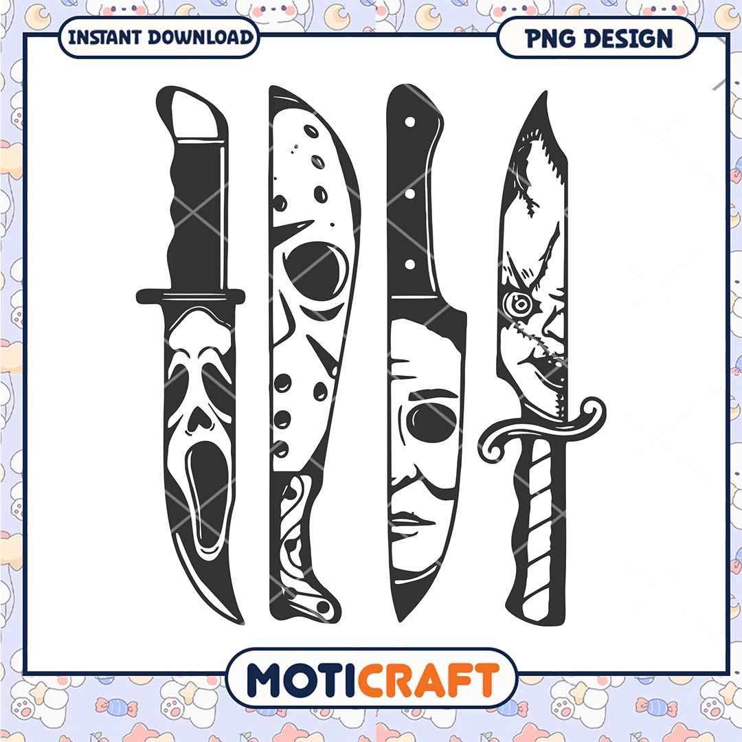 Horror knifes art png, Horror killers gang art png