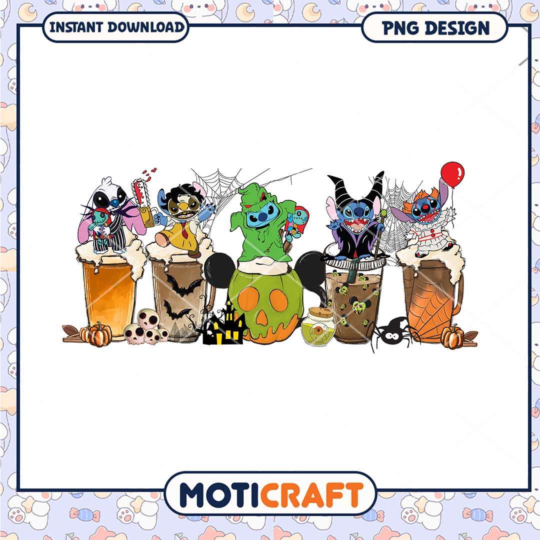 Horror killers Stitch coffee cups png, Halloween Stitch png Horror killers Stitch coffee cups png, Halloween Stitch png