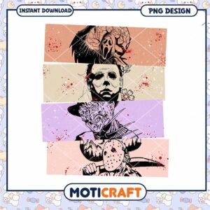 Horror killers pastel color png, Horror killers art png