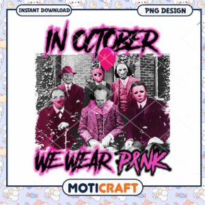 Horror killers In October we wear pink, Horror pink killers png