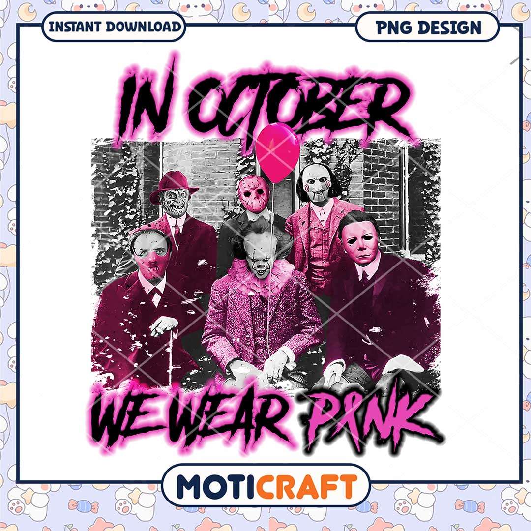 Horror killers In October we wear pink, Horror pink killers png Horror killers In October we wear pink, Horror pink killers png