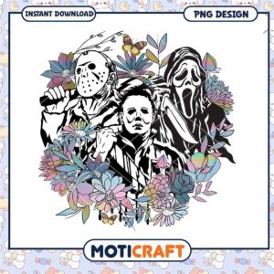 Horror ghostface, Myers png, Halloween floral killer png
