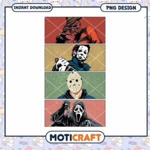 Horror colorful retro killers png, Halloween killers png