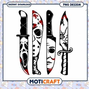 Horror blood knifes art png, Horror killers gang art png