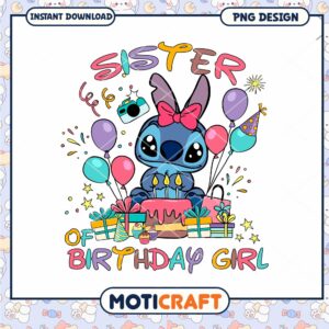 Stitch sister of birthday girl png, Disney Stitch cartoon png