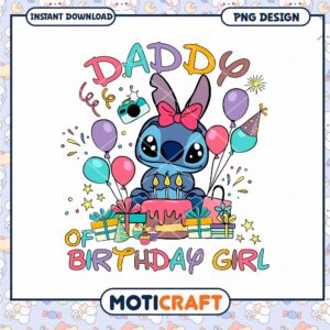 Stitch daddy of birthday girl png, Disney Stitch cartoon png