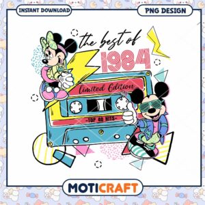 Mickey and Minnie the best of 1984 png, Disney friends retro limited edition png
