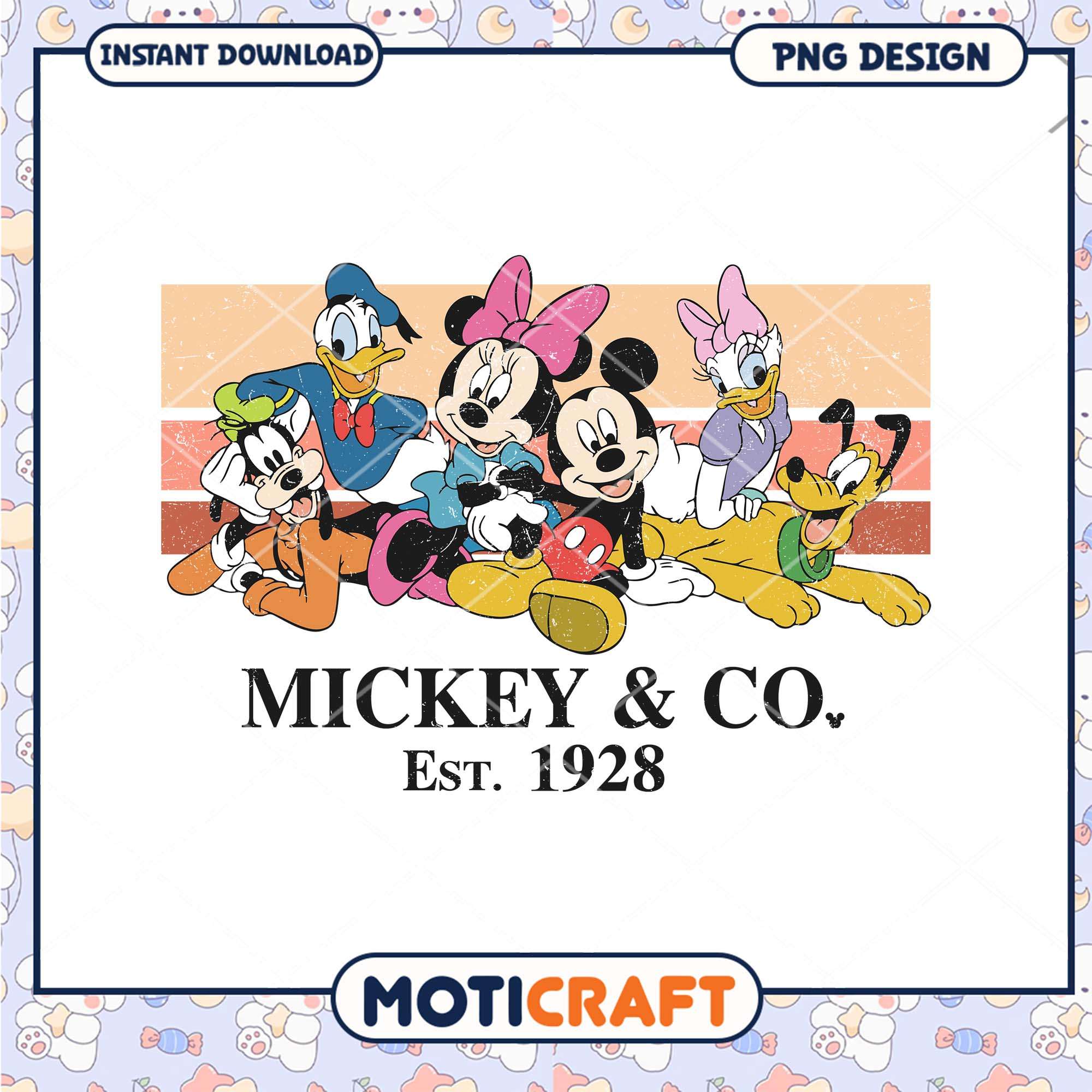 Mickey and co est 1928, Disney world friends squad png