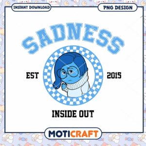Inside out cartoon Sadness characters png, Disney Pixar cartoon png