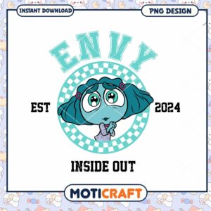 Inside out cartoon Envy characters png, Disney Pixar cartoon png