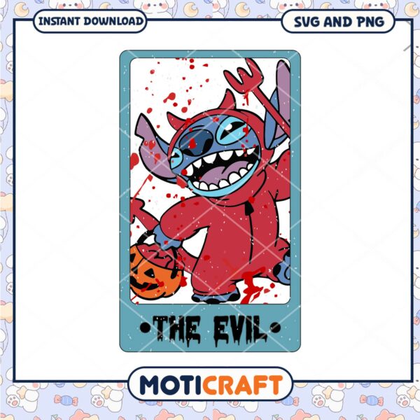 Stitch the evil card png, Halloween Disney Stitch character png