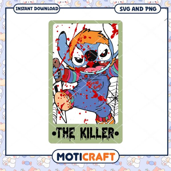 Stitch the killers doll card, Halloween Disney Stitch character png
