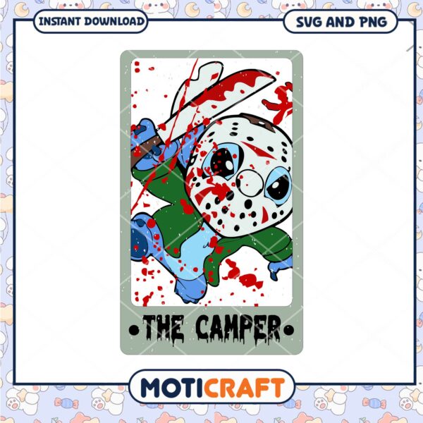 Stitch the camper Jason card png, Halloween Disney Stitch character png