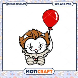 Smiley IT clown Hello Kitty halloween svg, Halloween svg, Hello Kitty svg