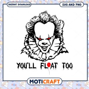 Red eyes Pennywise png, Pennywise you ll float too png