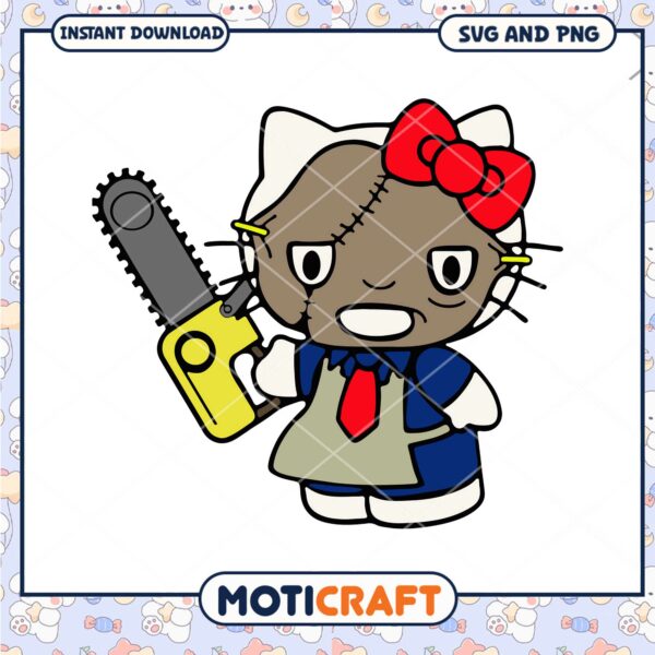 Leather Face Hello Kitty halloween svg, Halloween svg, Hello Kitty svg