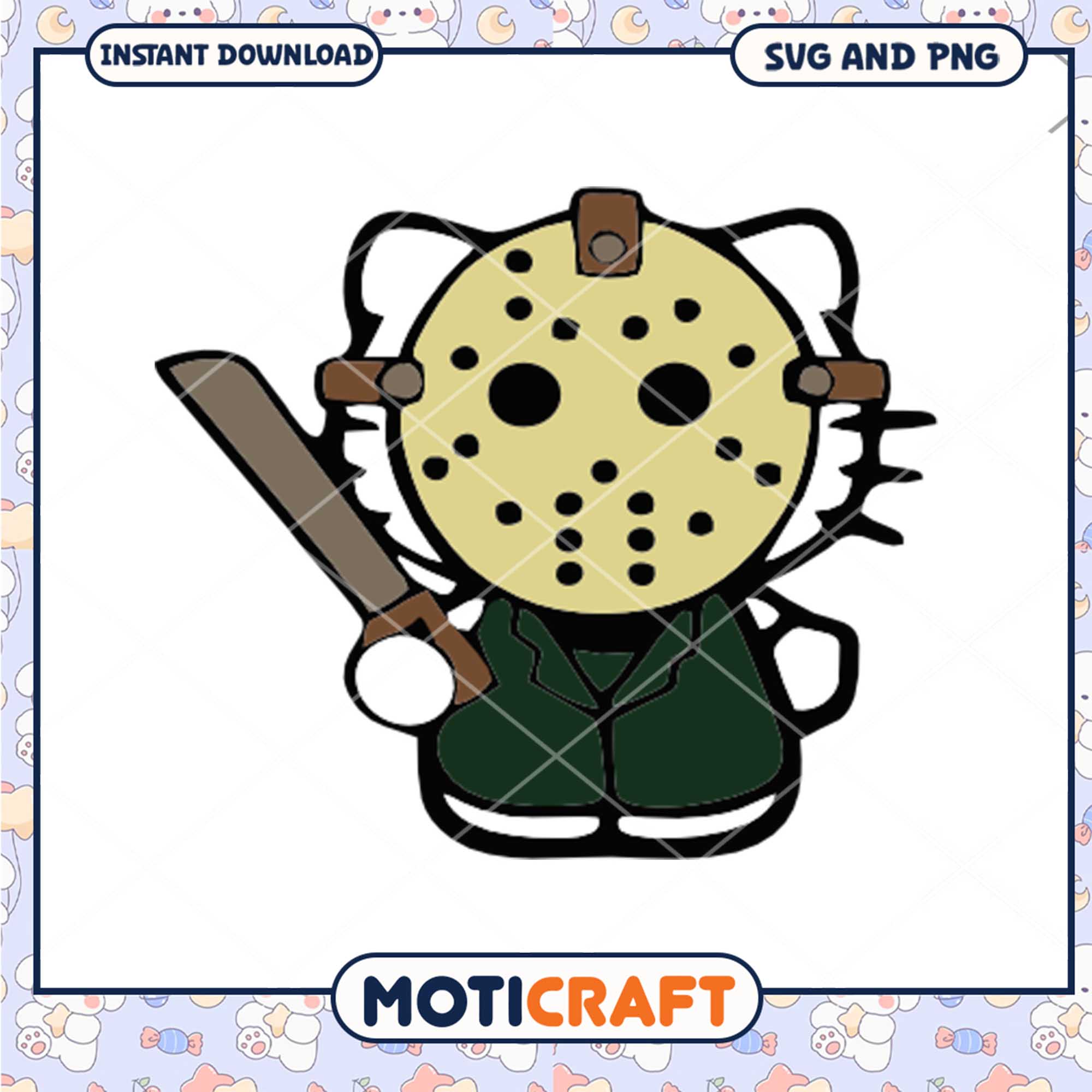 Jason Voorhees Hello Kitty halloween svg, Halloween svg, Hello Kitty svg