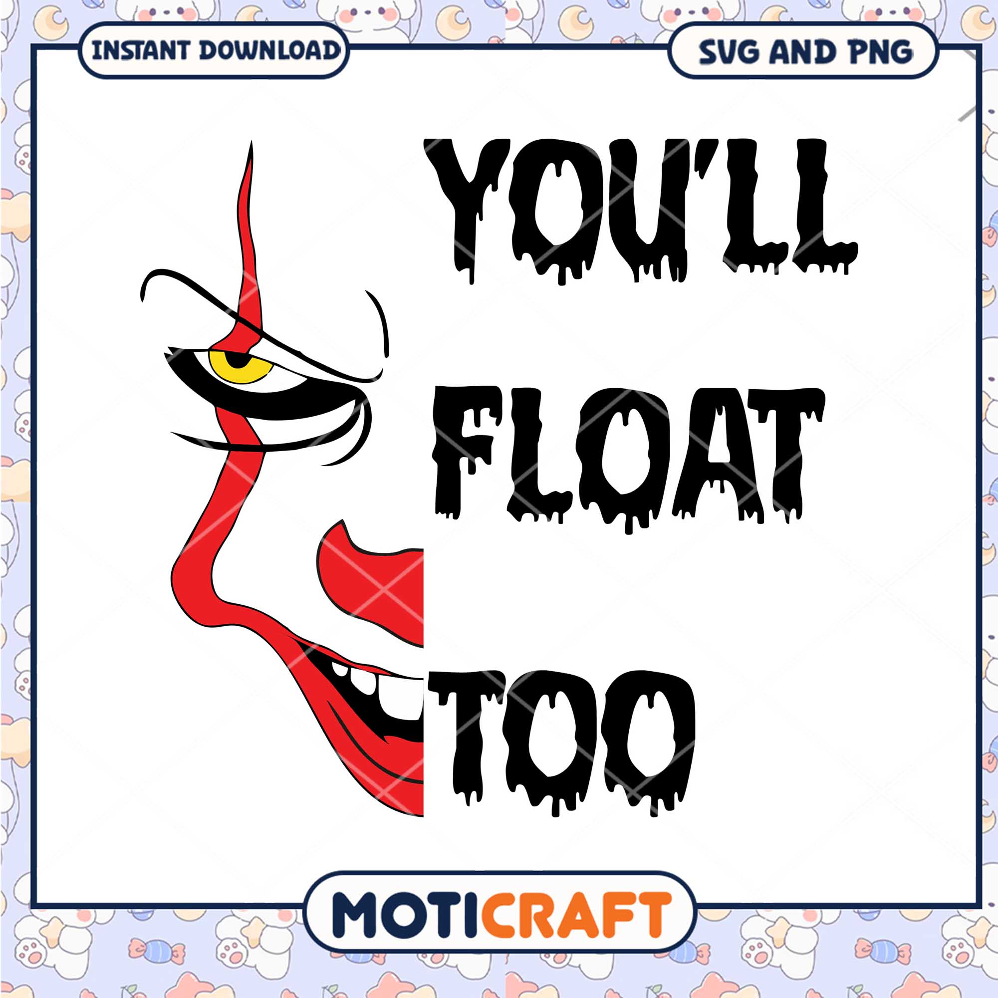 IT You ll float too png, Horror killer Pennywise png